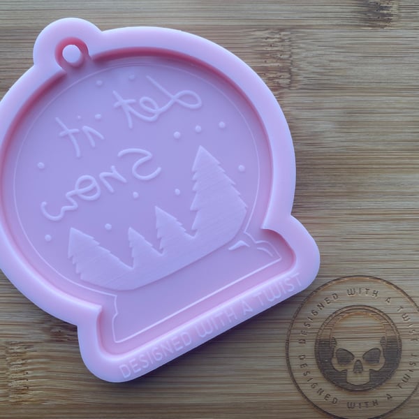 Let it Snow Christmas Bauble Silicone Mold. Bauble Mould for Resin Craft