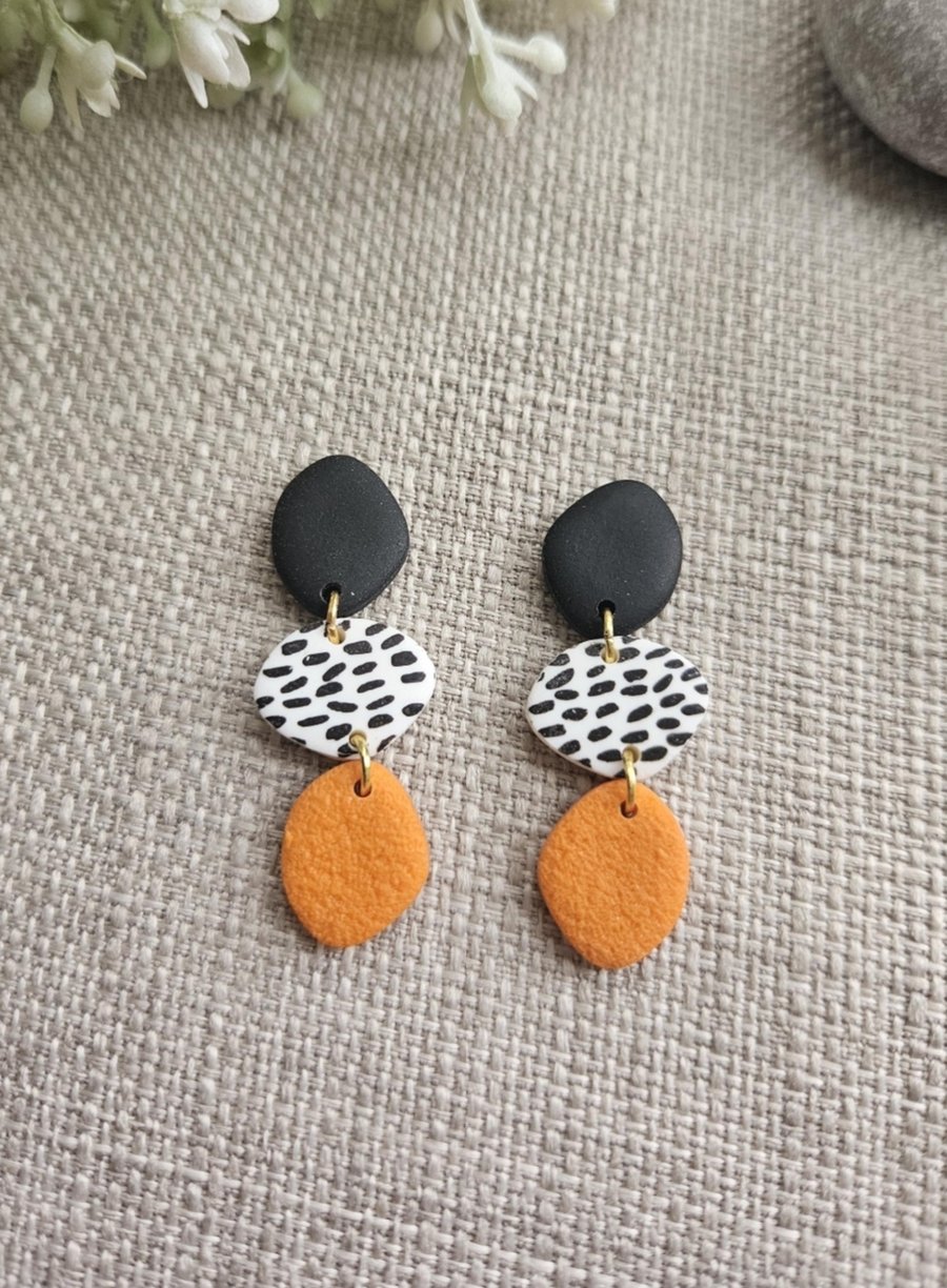 Orange and black mini dangles