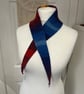 Necktie Sophie style 100cms long gender neutral scarf red and purple tips 