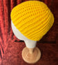 Bright Yellow Rib-Patterned Cosy Crocheted Beanie Hat  - Image 2