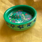 Up cycled hand painted wooden bowl