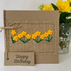 Handmade Birthday Card. Delicate yellow flowers. Wool felt. Keepsake Card 