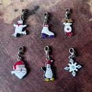 Enamel Christmas theme charms x 6