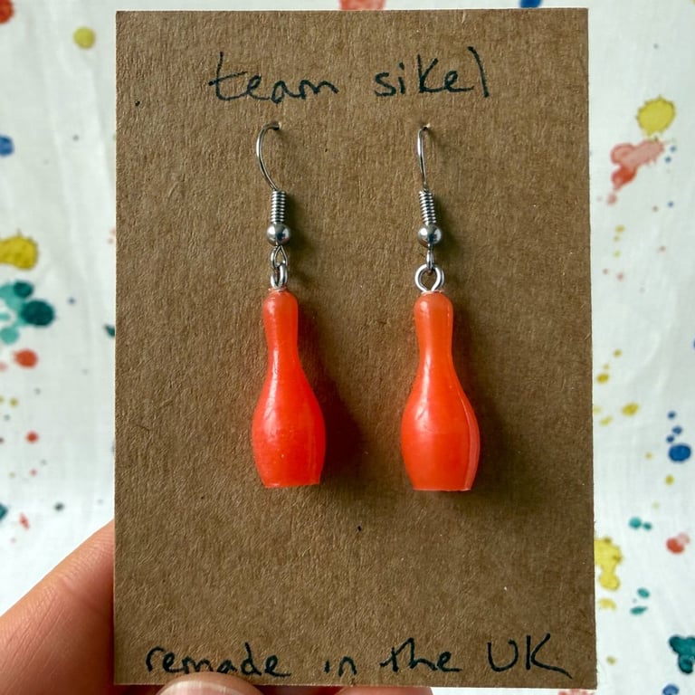 Orange Skittle Earrings - Surgical Steel Hooks - Old Stock - Super Seconds