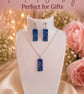 Handmade Midnight Blue Starry Resin Jewellery Set