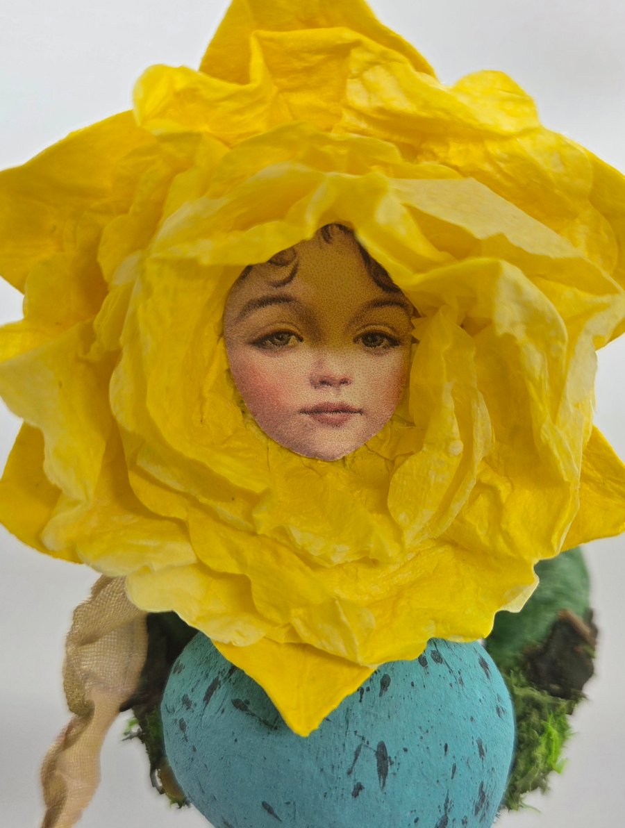 Adorable Daffodil Girl Spun Cotton Ornament 