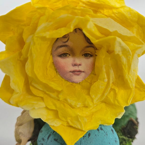 Adorable Daffodil Girl Spun Cotton Ornament 