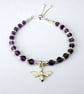 Amethyst & Silver Bee Charm Bracelet, Faceted Gemstone with Adjustable Clasp - Image 9
