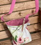 Pretty, floral peg bag with shoulder strap. Traditional rose design. - Image 1