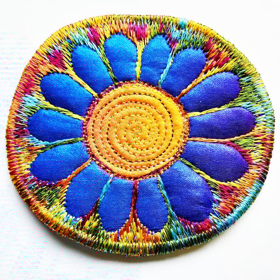 Textile Brooch Free Machine Embroidery 
