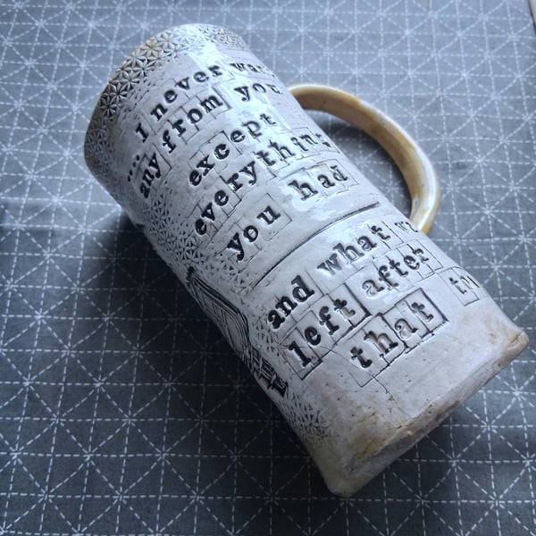 microphone lyric mug- personalised stone ware mug xl made to order