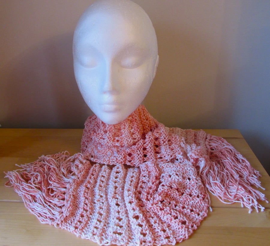 Hand Knitted Cotton Summer Scarf