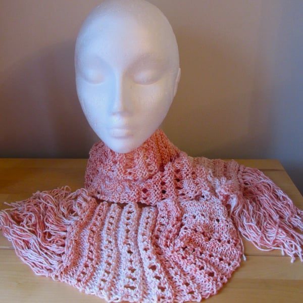 Hand Knitted Cotton Summer Scarf