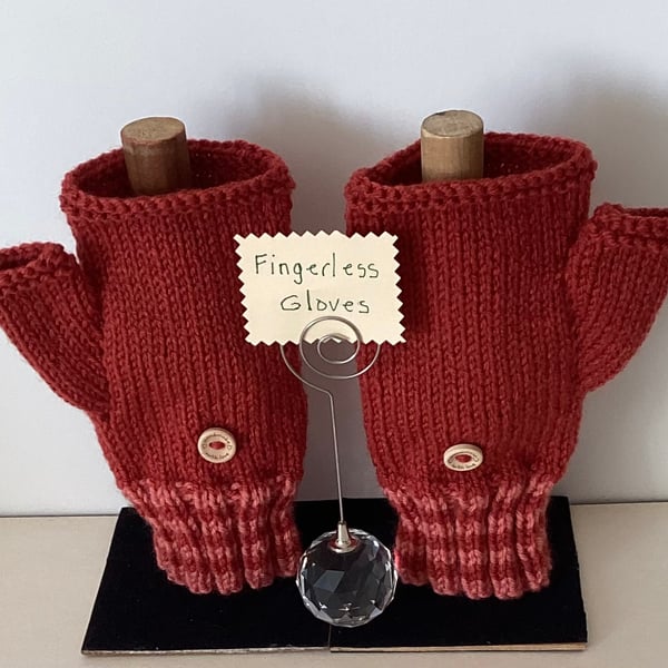 Fingerless gloves, Knitted Rust Ladies fingerless gloves
