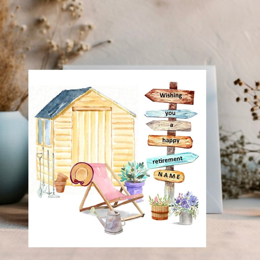  Gardening Retirement Greetings Card for female - can be personalised