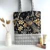 Tote Bag with Exotic Bird and Flowers