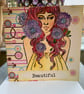 Fabulous beautiful girl and flowers card - Image 1