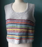 Hand knitted tank top. Rainbow colours Size 12 to 14