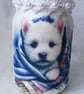 West highland terrier decoupage recycled glass vase