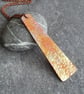 Copper rectangle pendant, Flame patina jewellery, 7th anniversary gift - Image 3