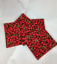 Cherries coasters set of 4, cherry fabric coasters, Handmade - Image 9