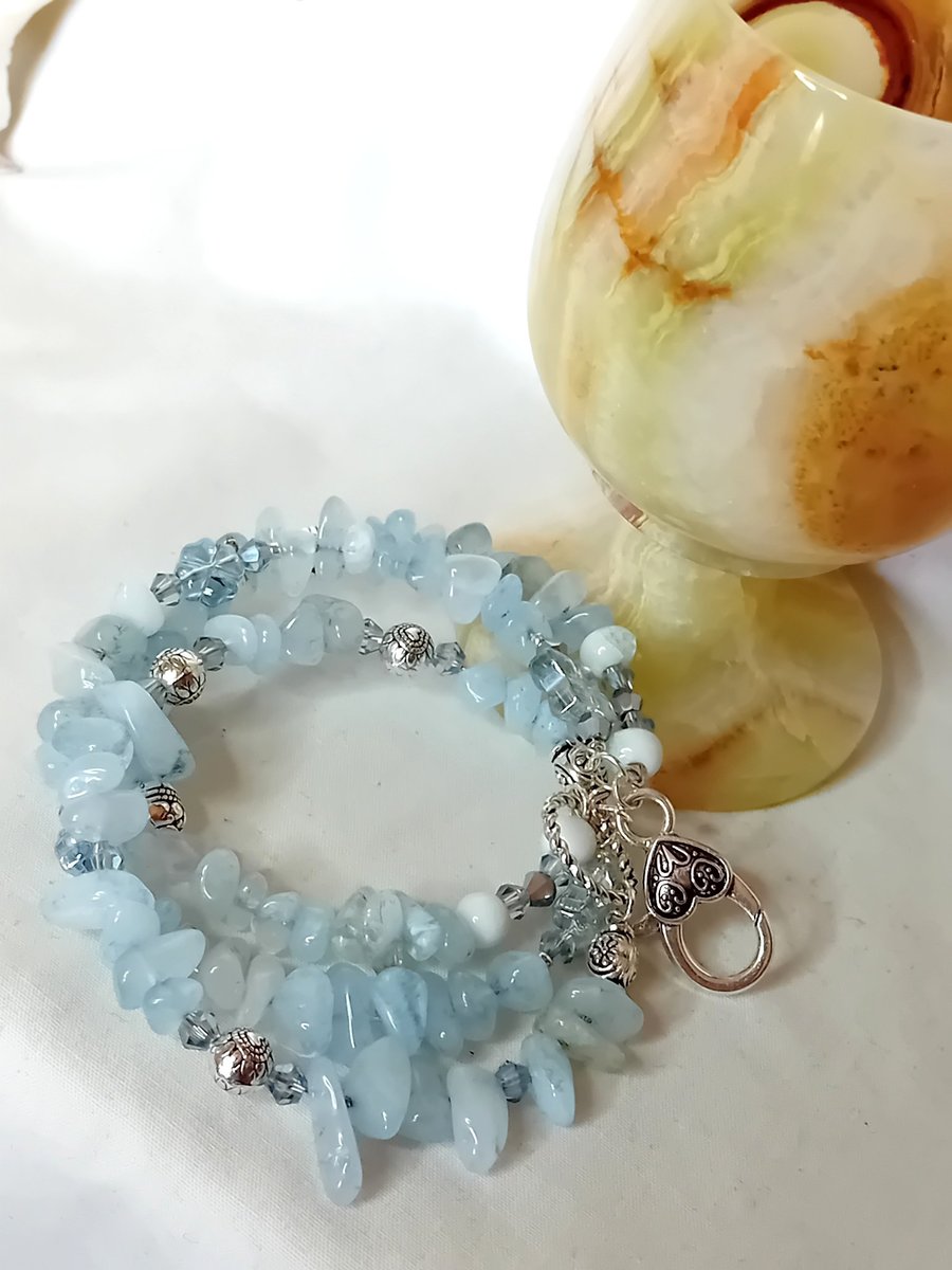 Genuine Aquamarine Chip Bracelet