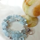 Genuine Aquamarine Chip Bracelet