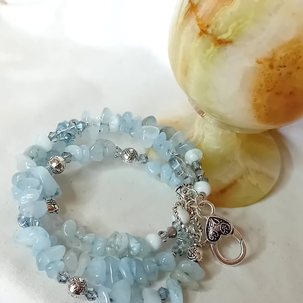 Genuine Aquamarine Chip Bracelet