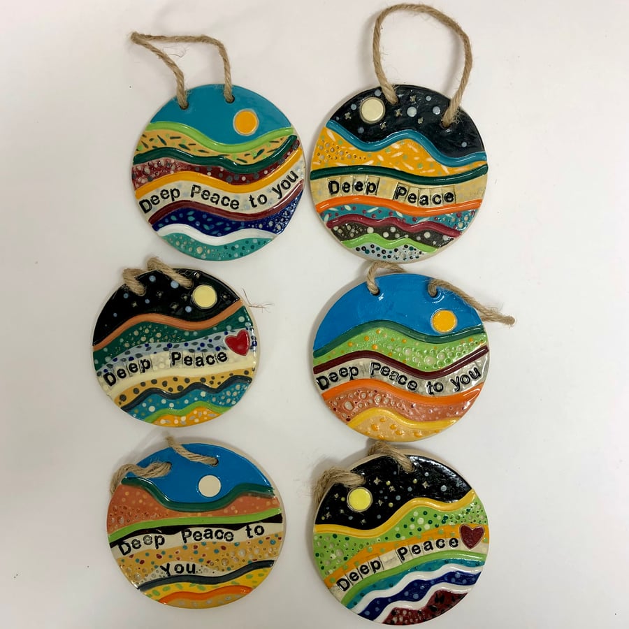 DEEP PEACE CIRCULAR HANGING PLAQUES