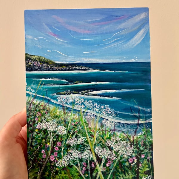 Original Acrylic Seascape on A5 Cradled Wooden Board