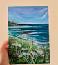 Original Acrylic Seascape on A5 Cradled Wooden Board - Image 1