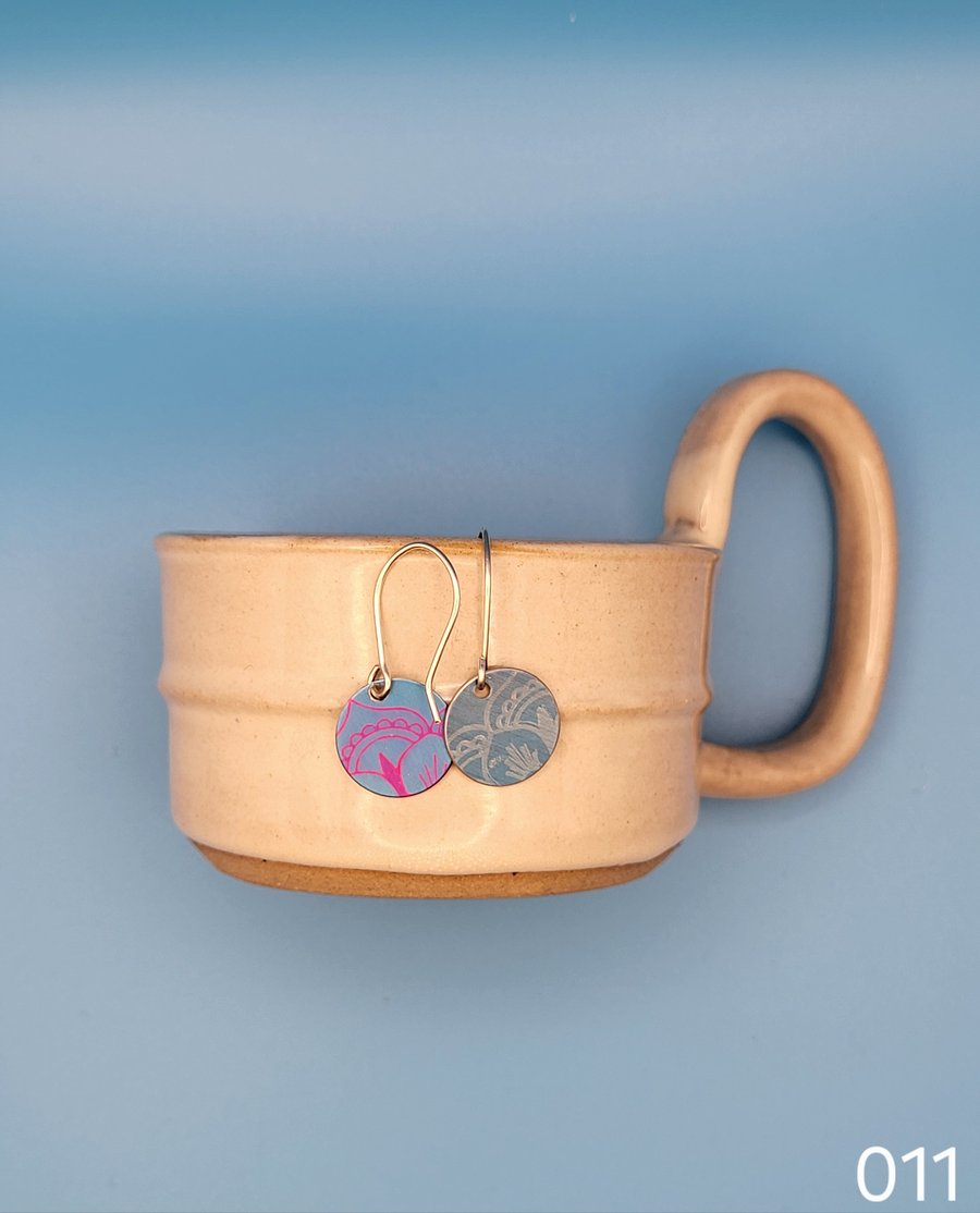 Handmade Aluminium and Silver Reversible Earrings - 011