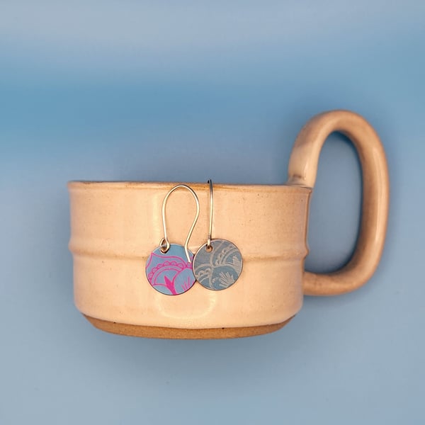 Handmade Aluminium and Silver Reversible Earrings - 011