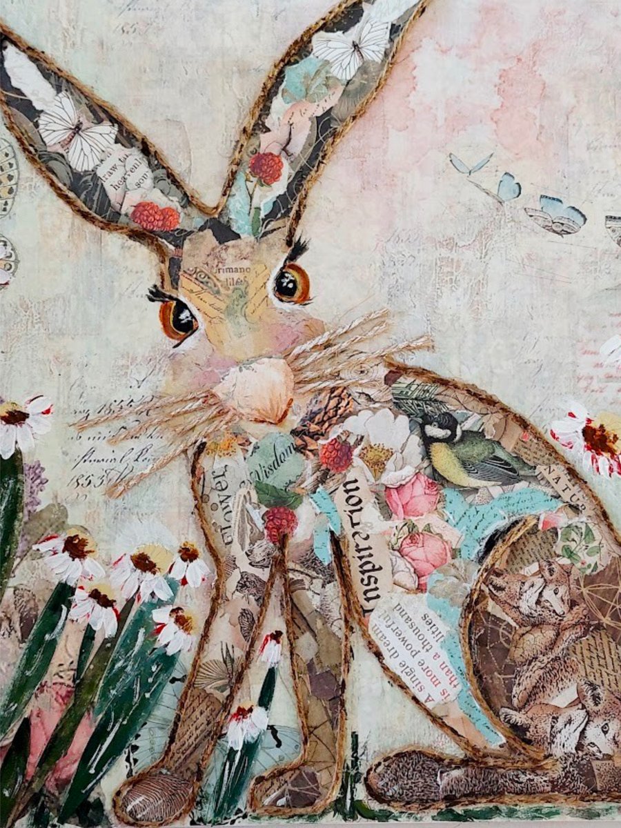 Enchanted - collaged Hare Print