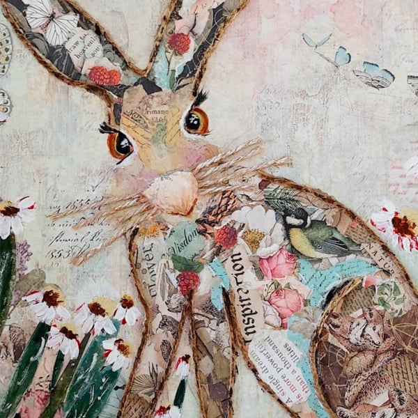 Enchanted - collaged Hare Print