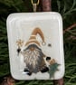 Unique Handcrafted Christmas Card with Artisan Fused Glass Christmas Character 