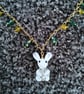 Cute Lampwork Glass Rabbit and Gold Plated Chain Necklace 18 inch - Image 3