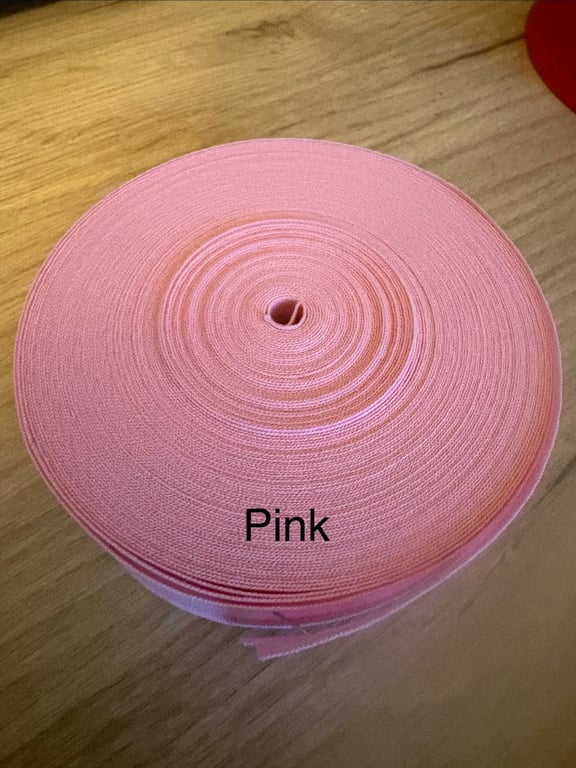 5 meters 1" (25mm) pink cotton bias binding 
