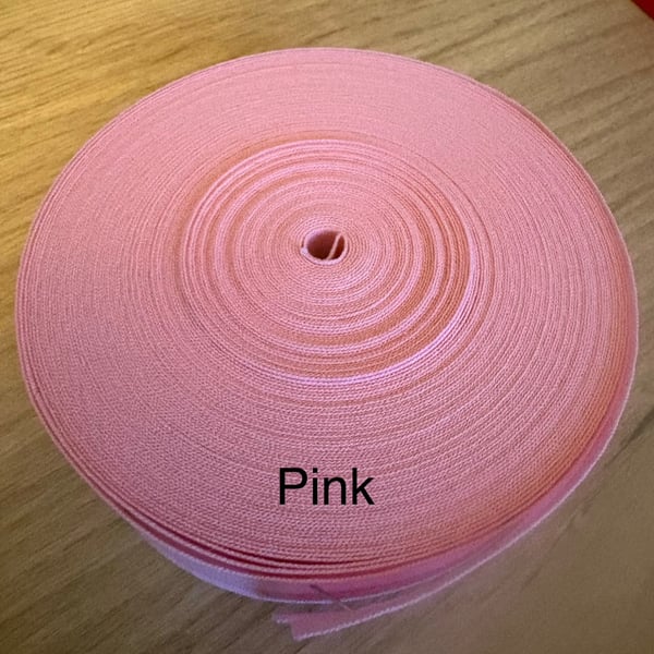 5 meters 1" (25mm) pink cotton bias binding 