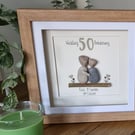Personalised Golden 50 Wedding Anniversary Pebble Picture 8"x8"