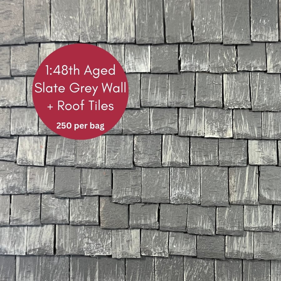 1:48th Scale, 0 Scale Miniature Model Train Railway Diorama Roof Tiles Aged Grey