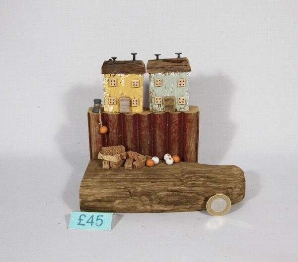 Handmade Original Driftwood House Sculpture