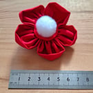 Handmade kanzashi fabric flower brooch