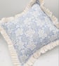 Blue and white, country cottage style, frilly cushion cover,  envelope backed,   - Image 5