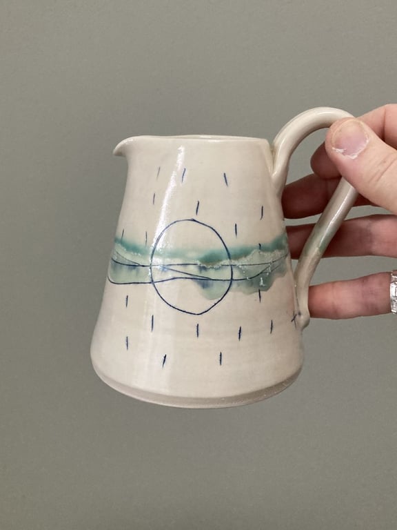 Handmade ceramic jug - Sea inspired, Greens and blues