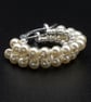 Earrings with Swarovski cream pearl and sterling silver  huggie hoop earrings