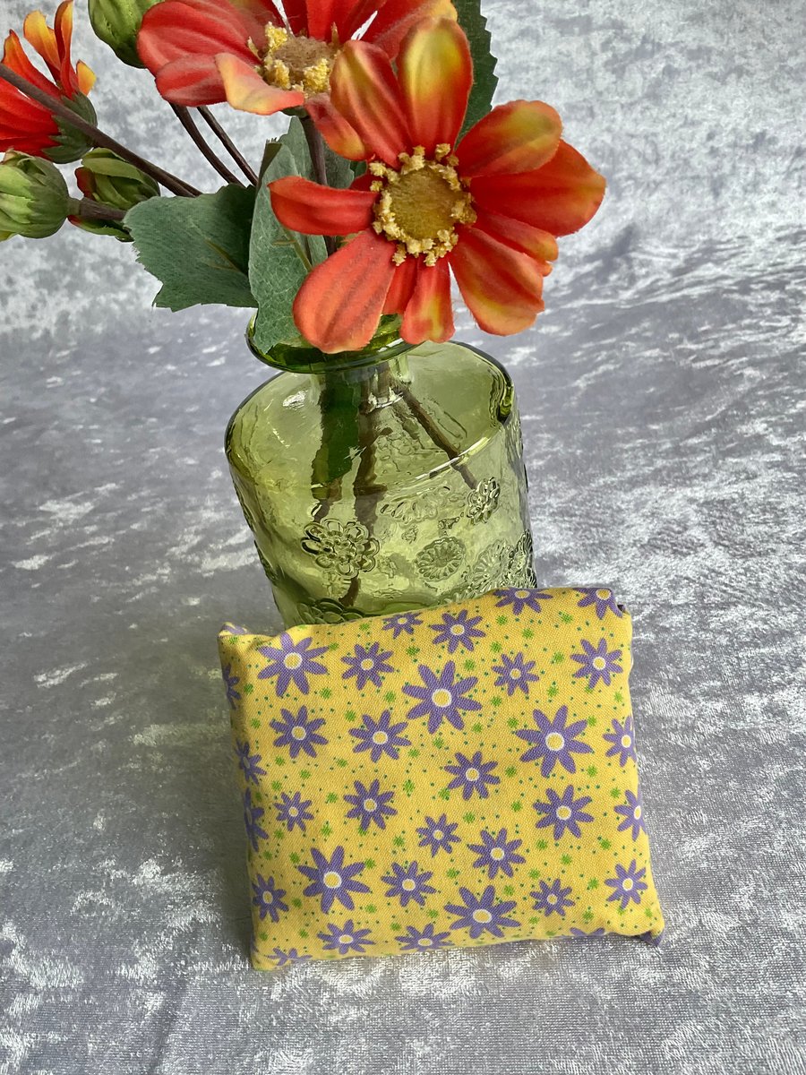 ECO COTTON FOLD AWAY POCKET SHOPPING BAG REUSABLE GIFT in YELLOW FLORAL