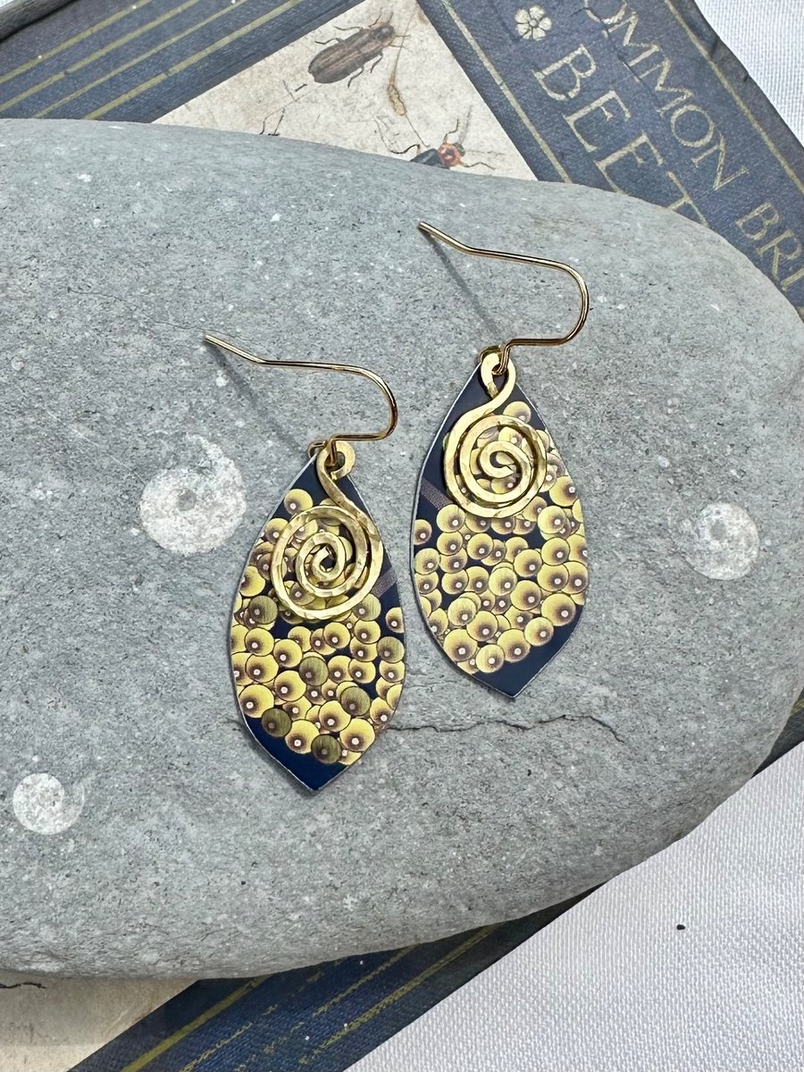 Recycled tin, brass and gold plated earrings 
