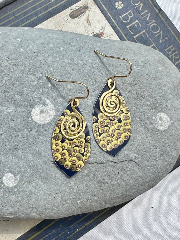 Recycled tin, brass and gold plated earrings 