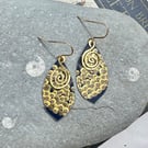Recycled tin, brass and gold plated earrings 